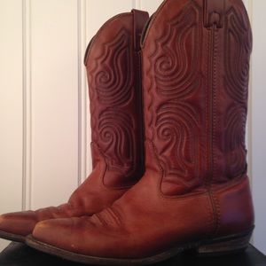 Vittorio Ricci vintage leather cowboy boots brown size 8.5